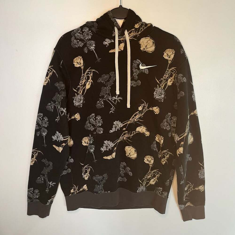 Nike Sportswear Club Fleece Floral Print Pullover Hoodie Size Small